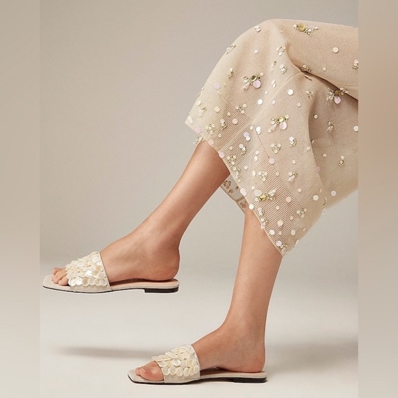 J. Crew Shoes - J.Crew New capri slides sandals with mother-of-Pearl paillettes size 8